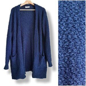 SWEET SIESTA Chenille Open Front Cardigan Sweater Blue Sz XL